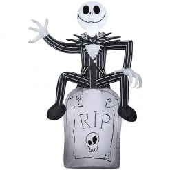 Gemmy Airblown Inflatable Jack Skellington on Tombstone, Self-Inflates, G-74039