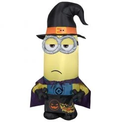 Gemmy Air-Blown Minion Kevin as Witch Inflatable, Self-Inflates, G-225176