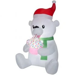 Gemmy Animated Inflatable Polar Bear with Cupcake