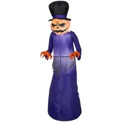 Gemmy Airblown Pumpkin Reaper with Top Hat Inflatable Decoration, G-225890