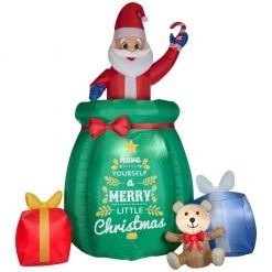New! Gemmy Giant Animated Airblown Inflatable Santa in a Gift Bag, G-117809