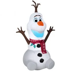 New! Gemmy Airblown Inflatable Olaf with Red Scarf, G-119634